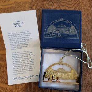 Vtg-Shreve Crump & Low 3-D Gold Ornament- The Charles At MIT